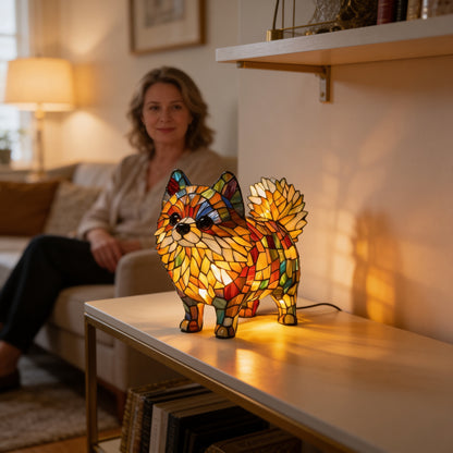 Radiant Luminous Pomeranian Figurine Lamp