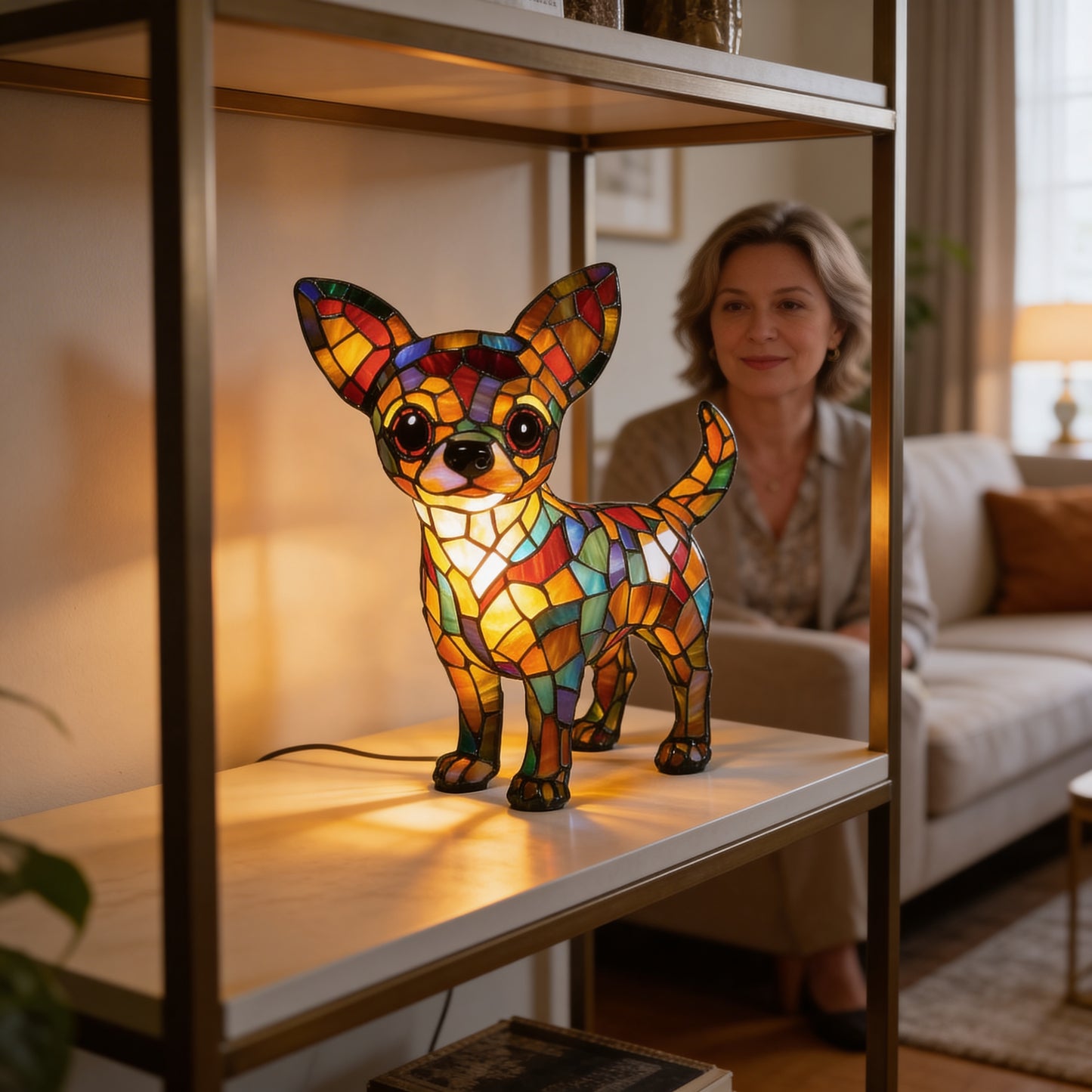 Aura Serene Chihuahua Heart Lamp